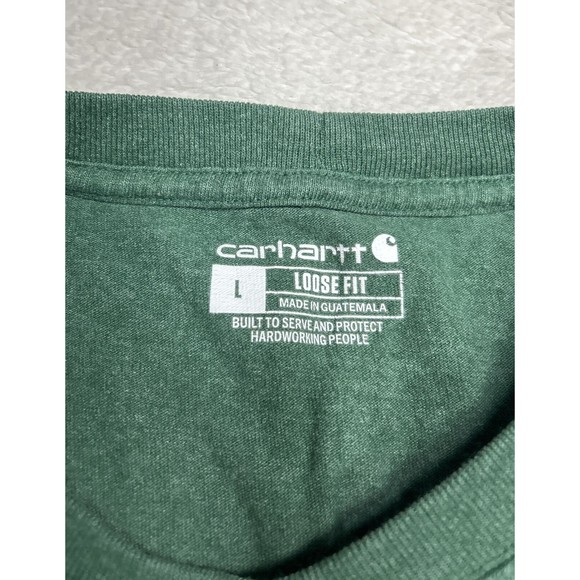 Carhartt T-Shirt Loose Fit Green Pocket Tee Short Sleeve K87 G55 Mens Size Large - Picture 4 of 8